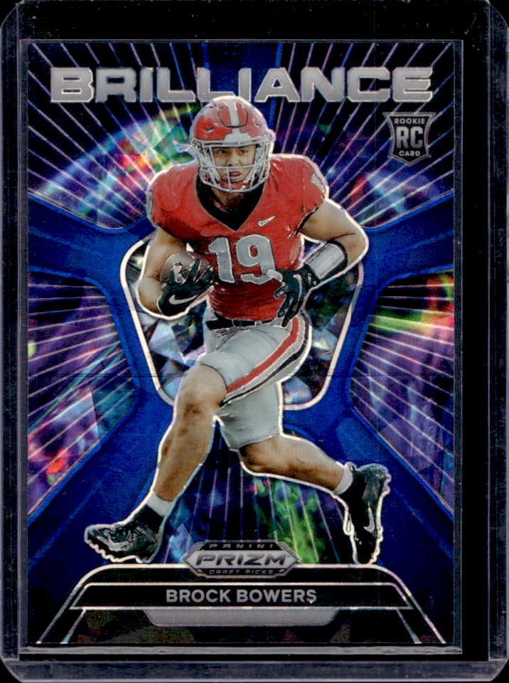 2024 Prizm Collegiate Draft Picks Brock Bowers Brilliance RC Blue Ice #85/99