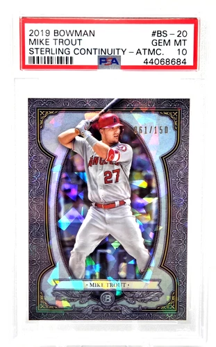 2019 Bowman Sterling ATOMIC REFRACTOR MIKE TROUT Card /150 PSA 10 GEM MINT