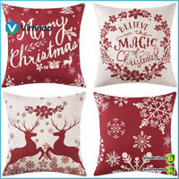 Deko Kissenbezug 4Er Set Hirsch Leinen Weihnachtskissen 45 X 45 Cm 4 StüCk