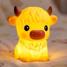 BPA-Free Silicone  Huggwaii Highland Cow Night Light for Kids, Dimmable Brown