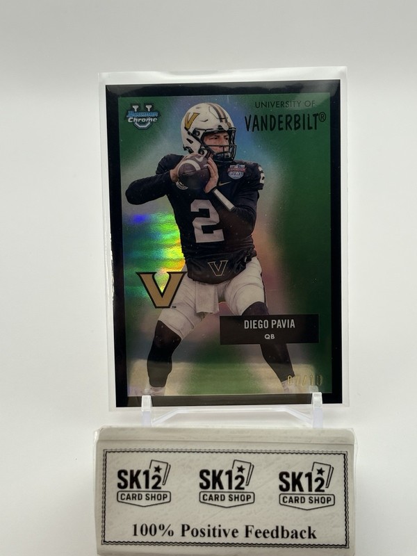 2025 Bowman’s Best U Diego Pavia Black Refractor 7/10 Vanderbilt NFL QB 55AV-26