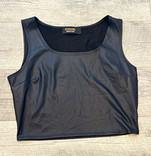 reneec. Women’s L Black Knit Scoop Neck Sleeveless Cropped Tank made in USA