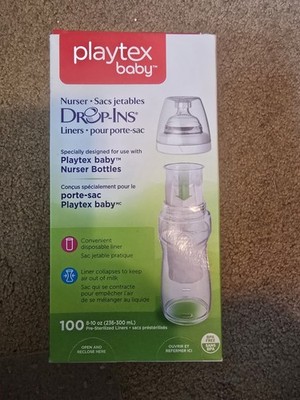 Playtex Baby Nurser Drop-Ins Liners 8-10 oz 100 Count Open Box