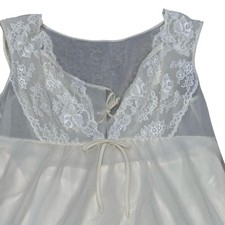 Vintage Shadowline Ivory Lace Trim Nylon Nightgown Medium Lace Trim Full Length