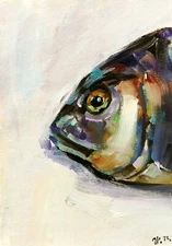 Oil Painting Original Fish Still Life Food Art Impressionism MADE TO ORDER