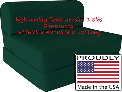 Full 6 x 48 x 72 Flip Chair Folding Foam Beds, Foldable Sofa bed, Hunter