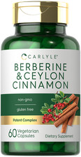 Berberine with Ceylon Cinnamon  2000mg  60 Capsules  Vegetarian  by Carlyle