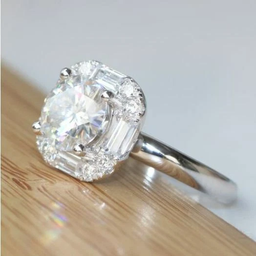 Anillo de compromiso de plata esterlina 925 con diamantes creados en laborato... - Imagen 2 de 4