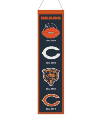 CHICAGO BEARS EVOLUTIONS BANNER EMBROIDERED WOOL 8''X32'' W/ HANGING ROPE