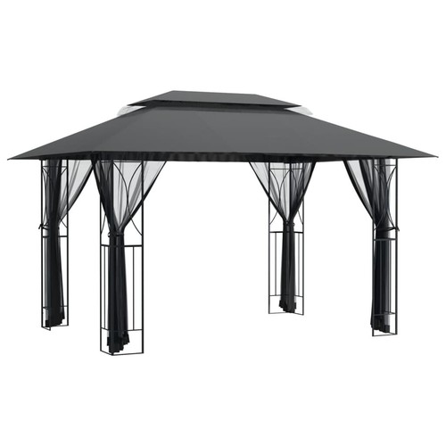 Gazebo with Sidewalls Anthracite 400x300x270 cm Steel - Picture 2 of 8