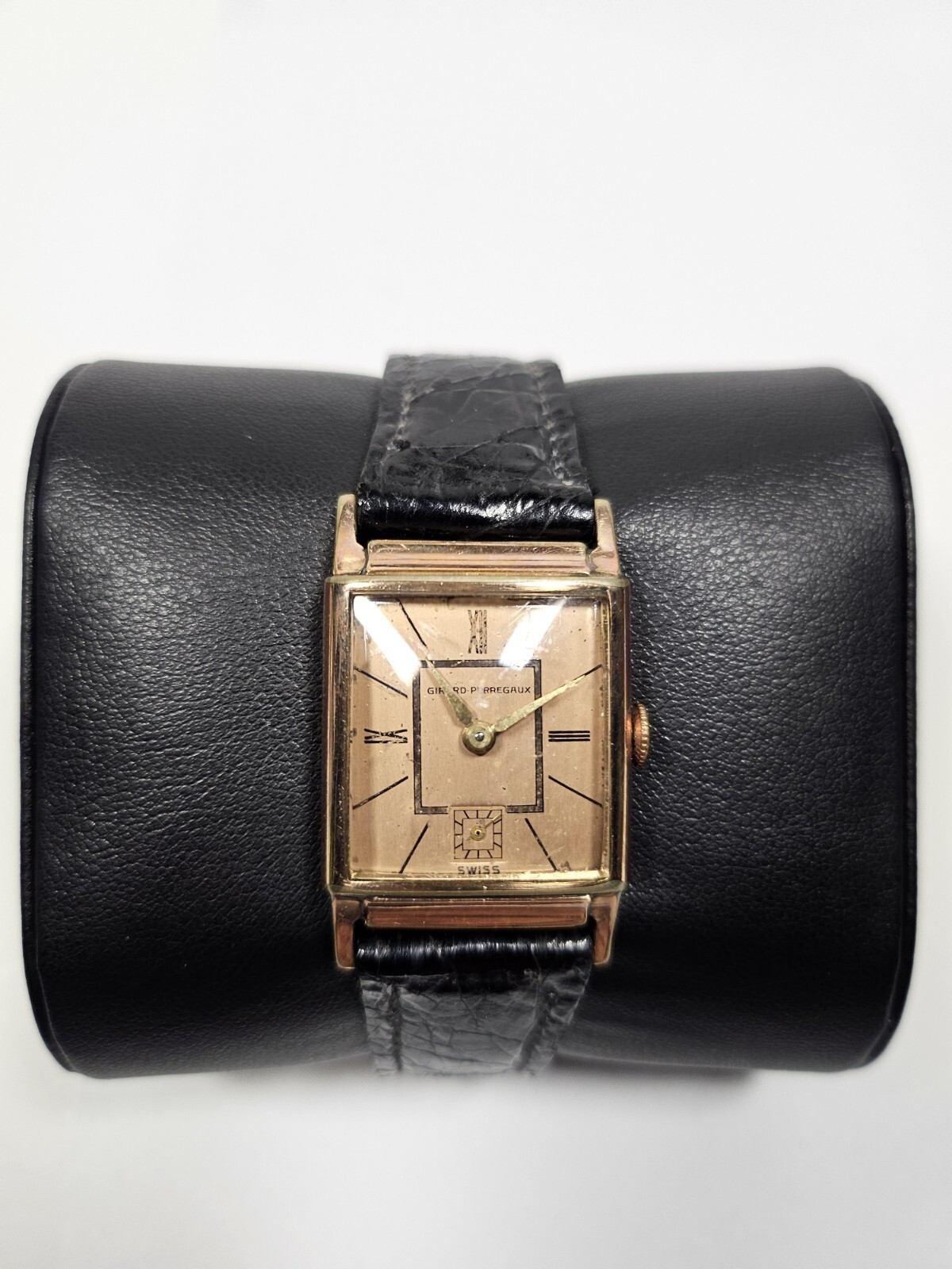 Girard Perregaux Luxury Rose Gold Tank Men's Wristwatch