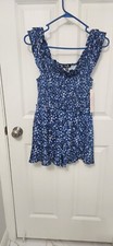 Aqua girls blue white floral romper Size XL