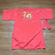 Vintage Health Chinese Dragon Tree Embroidered Robe S Red Coverup Colorful 1960s