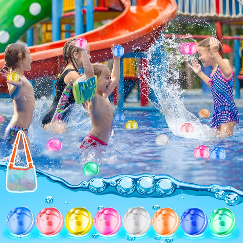 12 Pezzi Palloncini Acqua Riutilizzabili, Palloncino Acqua Ricaricabile Rapida per Bambini e Adulti, - Foto 6 di 12