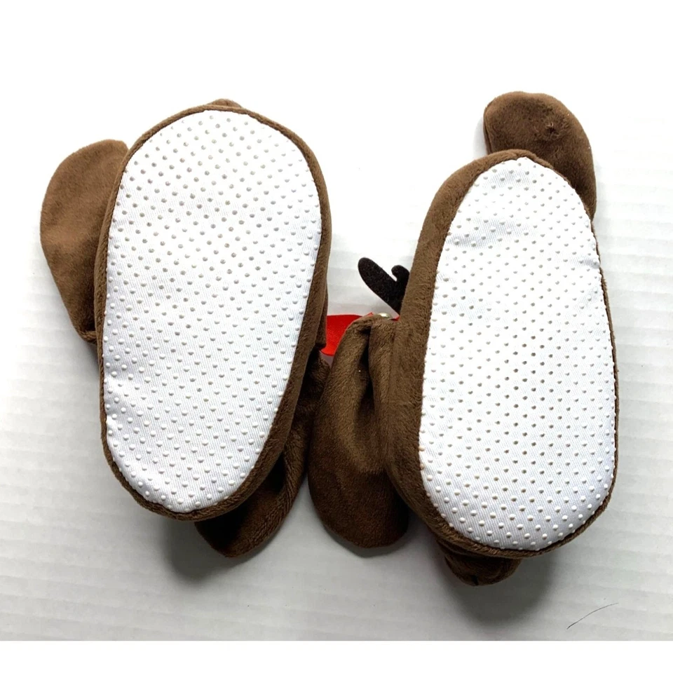 Zapatillas Poochie and Co Niñas Talla Pequeña 4 5 Ciervos Reno Marrón Campanas Arcos Chri Foto 3 de 4