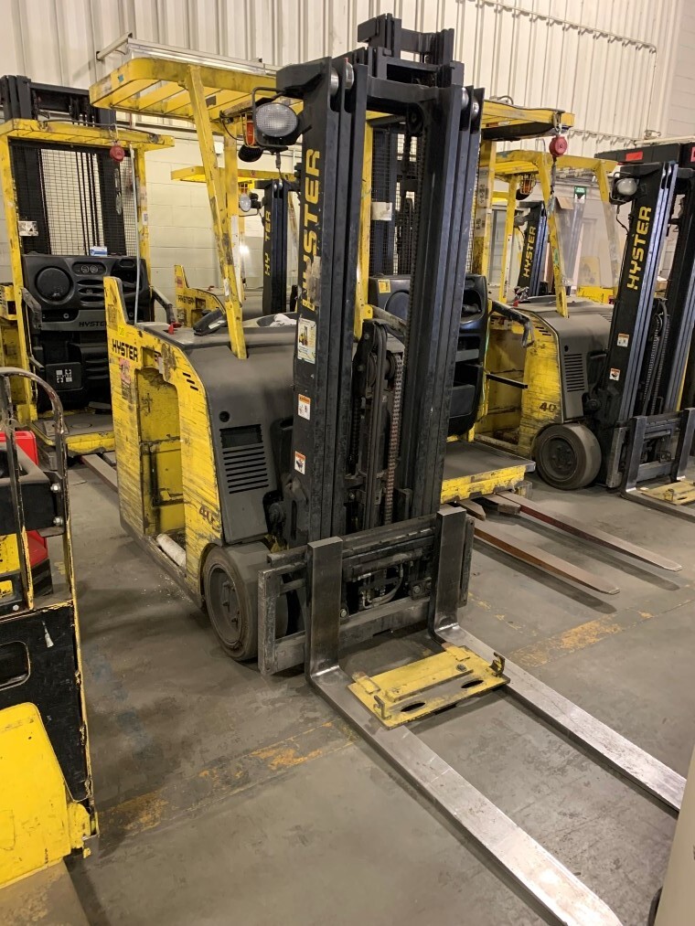 2004 HYSTER E40HSD STAND-UP DOCKER 3 WHEEL FORKLIFT, 36V | eBay