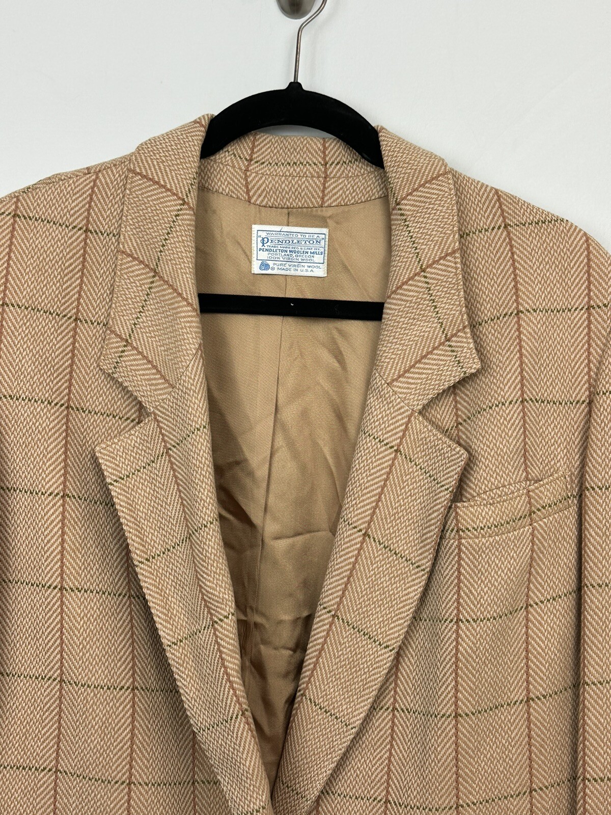 Pendleton Jacket Wool Beige Tan Cream Herringbone… - image 2