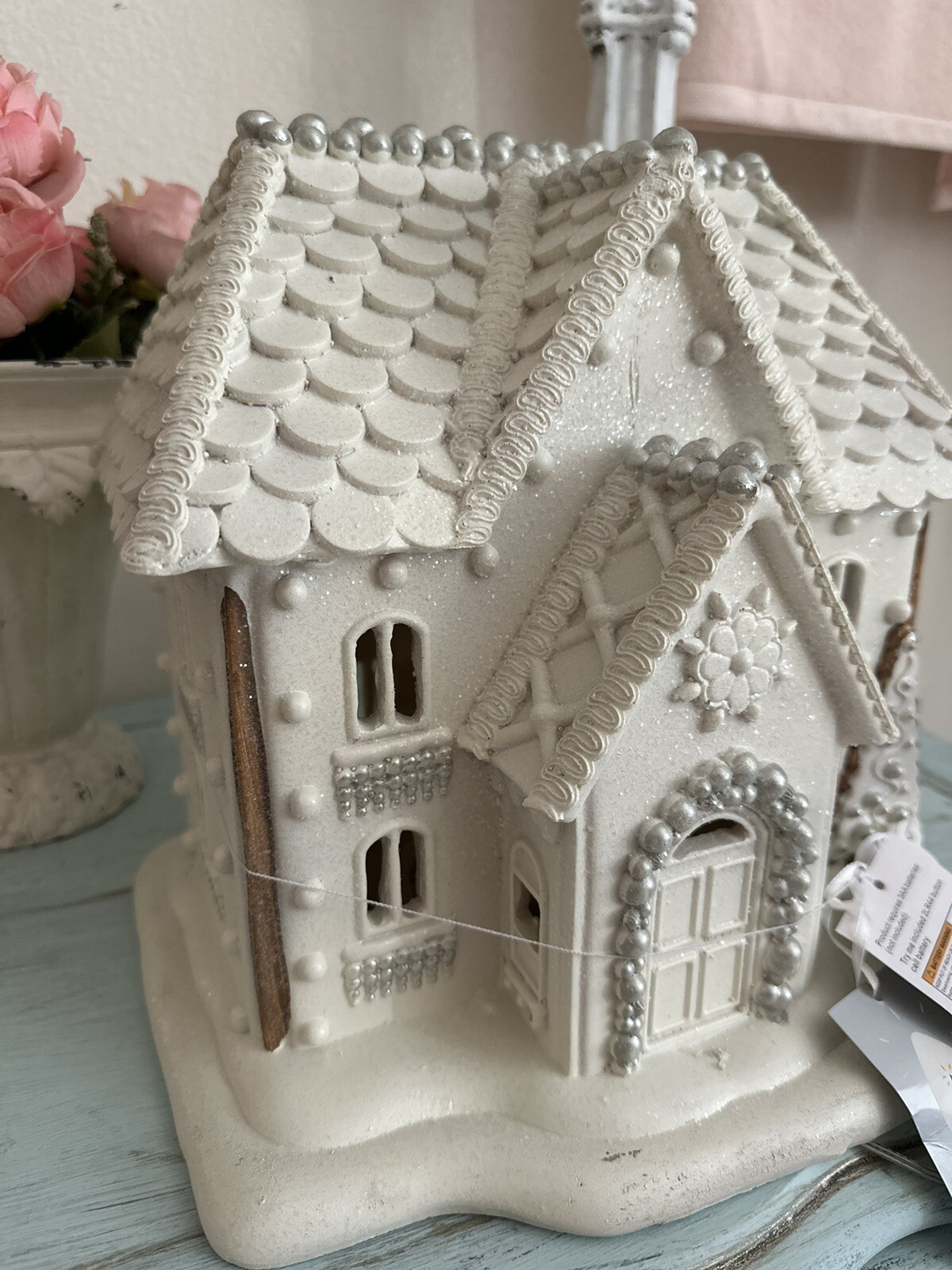 NWT Large Home Goods White Christmas Gingerbread House Lights Up eBay