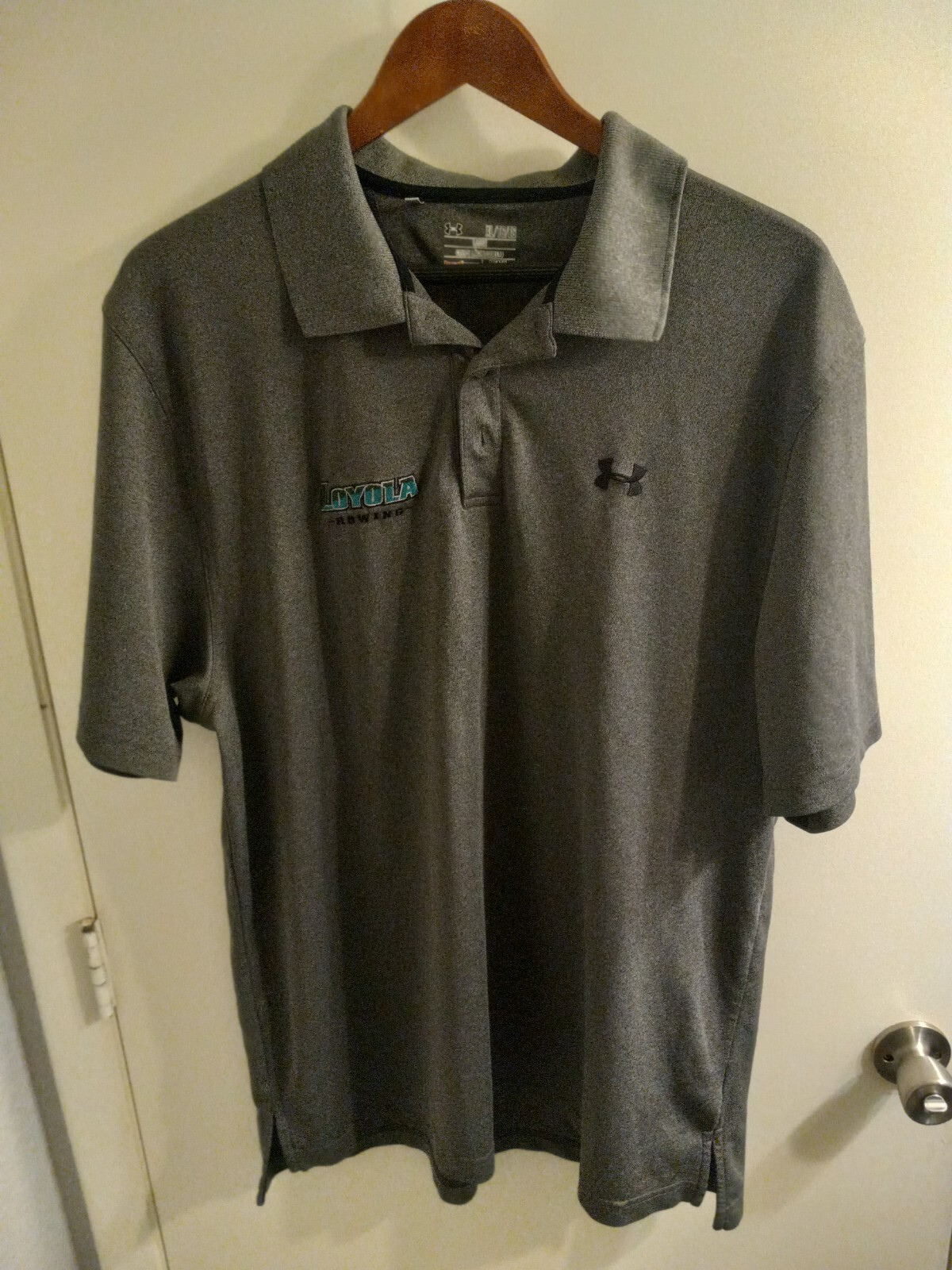 FILA Polo Under Armour grigia uomo XL vestibilità ampia Heatgear Loyola canottaggio