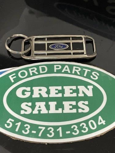 Vintage Ford Keychain SUPER DUTY GRILL Blue Oval Logo DIESEL SPECS RARE Key Fob