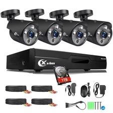 XVIM 1080P Outdoor Security Camera System Wired CCTV 5MP 8CH DVR with Hard Drive