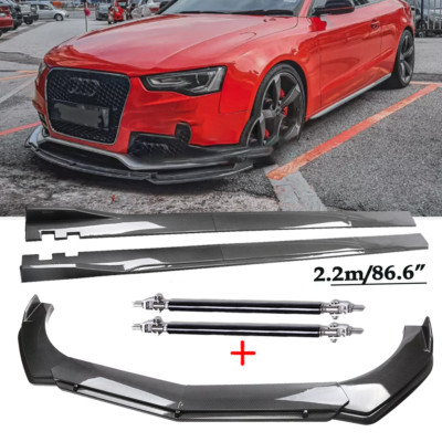 For Audi A5 A6 A7 A8 Front Bumper Lip Chin Spoiler Carbon Fiber Side Skirt Strut