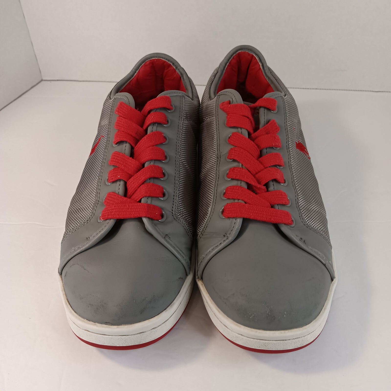 POLO Ralph Lauren Argento Sneakers Scarpe Rosso Pony Tg 10 D Uomo Basse Trevose