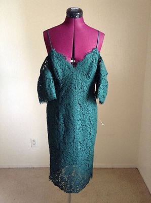 NEW BARDOT $119*Nordstrom's*Karlie Cold Shoulder Lace Midi Dress*Alpine*US  10/L | eBay