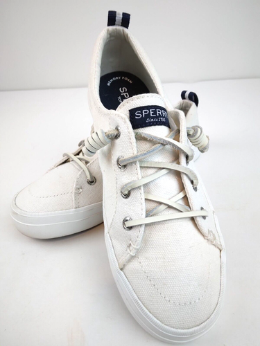 SPERRY Women’s Crest Vibe Sneaker Linen White STS99250 Size 6.5