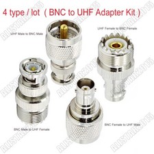 4 Type/Lot BNC to UHF Type PL-259 SO-239 Female Male Adapter RF Connector Kit