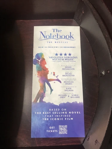 The Notebook Flyer Musical Broadway Nicholas Sparks Tony Nominated Rare LAST ONE