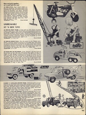 1961 PAPER AD Buddy L Toy Crane Fire Truck Ideal Ride-A-Cycle Murray Pedal Cars