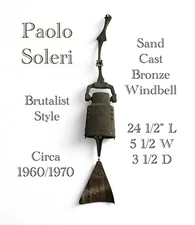 Vtg Paolo Soleri Brutalist Style Cast Bronze Windbell Bell Circa 1960s/70s