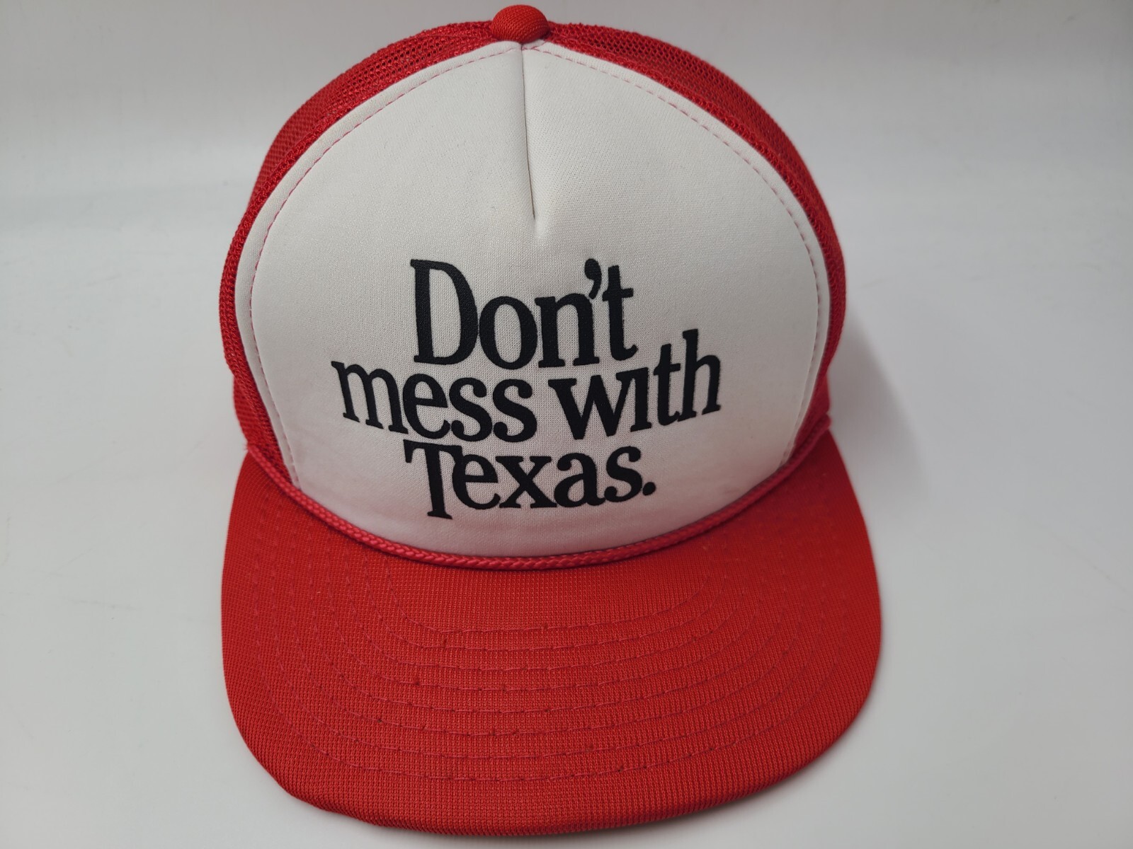 Don't Mess With Texas Hanes Headwear Mesh Trucker Snapback Hat Cap Men White Red