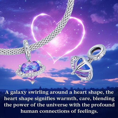 Ciondolo Cuore Ciondoli Viola in Argento Sterling 925 Con Zirconi Cubici Heart C - Foto 5 di 12