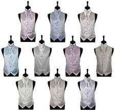 Men's Scroll Special Occasion Wedding Groom Waistcoat  Cravat - Size 34" - 60"