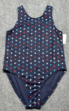 City Streets Swimsuit Girls XL 18.5 Plus Blue One Piece Swimwear Americana Stars