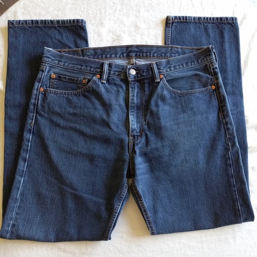 Men's Levis Strauss 505 Jeans Size 38W 32.5L Blue Denim Straight Fit Med Wash - Picture 3 of 12