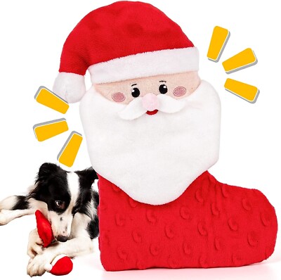 Rmolitty Christmas Dog Toys, Squeaky Dog Toys Santa Reindeer Stocking  Stuffers,