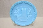 1970 FENTON LIGHT BLUE 8" PLATE 'THE LITTLE BROWN CHURCH IN THE VALE'