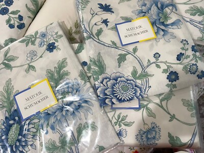 $350 Matouk Italy New (2pc) Standard Shams 100% Linen Simone Sea (5) Sets Sold