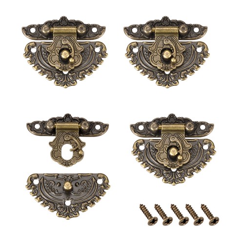 Lot De 2 Fermoirs Métal Style Ancien Pour Boîte En Bois - Argenté, 40x36mm, Avec Vis, Neuf