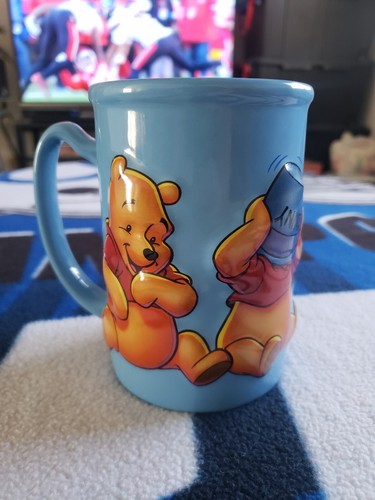 Disney Tasse Winnie Puuh 3D erhöht geprägt groß Kaffee blau 5" groß Keramik