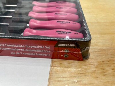 Snap-on Tools NEW 7pc PEARL PINK Hard Grip Combination Screwdriver