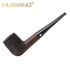 Ebony Wood Tobacco Pipe Acrylic Short Mouthpiece Carved Smoking Pipe 9mm Filter