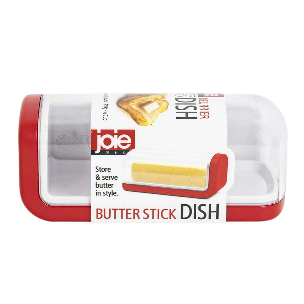 Butter Dish Clear Top Compact Design 1/2 Cup Red Lightweight by Joie