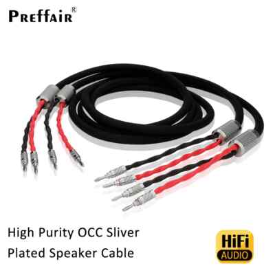 Pair OCC Hi-Fi Audio Speaker Cable Hi-end Carbon Fiber Banana Plug for Amplifier
