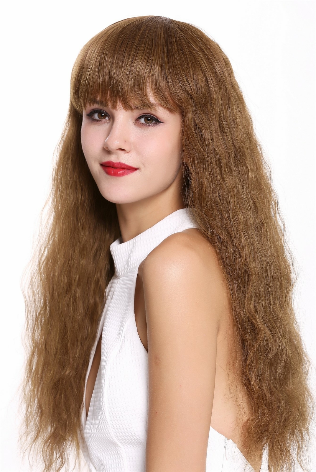 Wig Women's Wig Long Curly Fringed Dark Blonde Red Blonde Copper Blonde