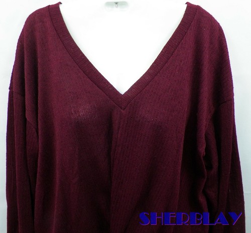 Lush Women's Sweater Zinfandel Size Large Twisted Front Textured V-Neck $25 - Picture 3 of 7