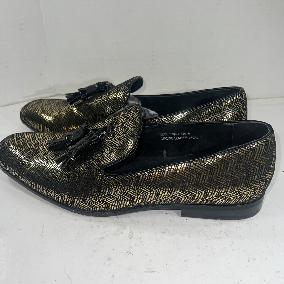 Amali Men Empire Slipper Formal Tuxedo Tap Gold Leather 